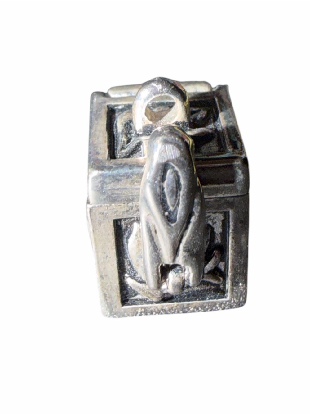 VTG Sterling Silver Opening Prayer box/poison box Charm Pendant